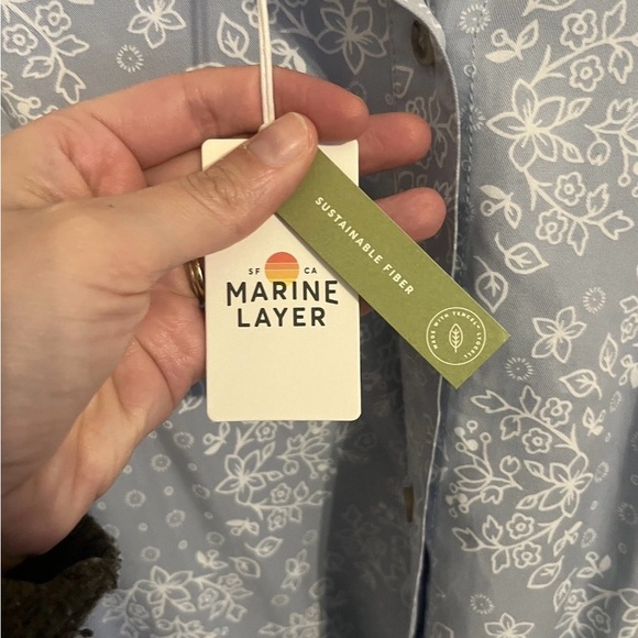 Marine Layer NWT Carlin Blue Fog Bandana Print Long Sleeve Button Up Shirt Sz S - Picture 6 of 8